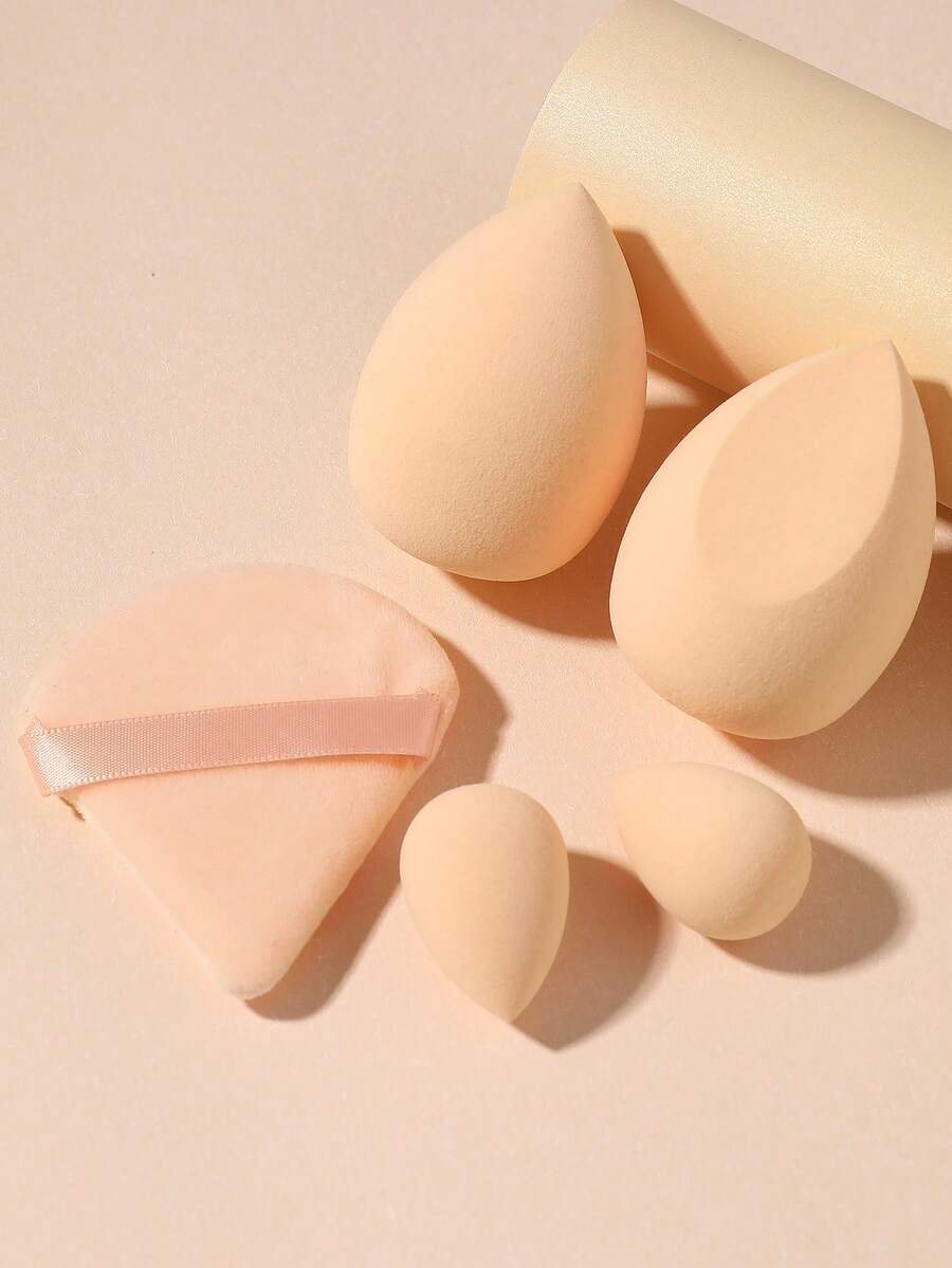 5PCS Makeup Tools Set Including:2PCS Makeup Sponges+1pc Triangle Powder Puffs+2PCS Mini Makeup Sponges - Multicolor - View 1