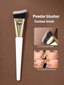 1pc Contour Makeup Brush, V-Shaped Curved Angled Blush Brush For Shading, Sculpting Jawline And Defining Facial Contours - White - View 7