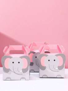 20/10Pcs Elephant Printed Gift Packaging Box Handheld Gift Box For Birthday,Gender Disclosure,Anniversary Party Return Gift Packing Boxes - Cartoon Packaging Box - View 2