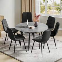 Cement Gray Table + Linen Black Chair