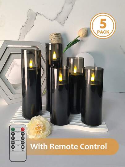 Bộ 2/3/5 đèn nến không lửa có điều khiển từ xa, chức năng hẹn giờ/điều khiển từ xa, chạy bằng pin, đèn nhấp nháy tích hợp, nến sáp đen, đèn dây LED màu tím, thích hợp để trang trí bàn, nhà cửa, Halloween, Giáng sinh, Ngày lễ tình nhân, Ngày của Mẹ, Sinh nhật, Quà tặng, Cầu hôn, Đám cưới, Tiệc tùng, tạo không khí lễ hội khác nhau.