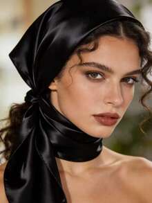 1 buc. Eșarfă lucioasă din satin pentru femei, eșarfă pătrată mare de 90 cm, eșarfă din mătase artificială cu imprimeu neted, eșarfă decorativă versatilă pentru purtare zilnică, primăvară/toamnă, plajă, vacanță - Multicolor - Vizualizare 9