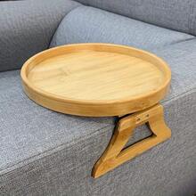 Sofa Tray Table Sofa Armrest Clip-On Tray Natural Bamboo Sofa Tray Practical TV Snack Tray For Remote Control Coffee Snacks - 木製的 - 查看 1