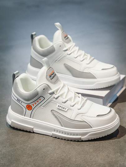 Men's Fashionable Minimalist Colorblock Design Outdoor Comfortable Basketball Sneakers, Versatile Casual Skateboard Shoes For All Seasons
