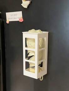 壁挂式美发工具收纳盒，无需钻孔，可收纳卷发棒、直发器，浴室收纳神器 - 白色 - 查看 4