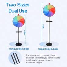 16 Inch Color Prize Wheel, 10 Slots Roulette Spinning Game Wheel With Height Adjustable Metal Stand, Dry Erase Marker And Eraser, Tabletop Roulette Spinner Of Fortune For Party Carnival Trade Show - A - View 6