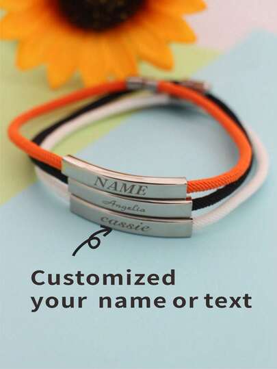 1pc Customized Stainless Steel Minimalist Unisex Fashion Bracelet, Suitable For Valentine's Day, Christmas, Birthday, Father's Day, Mother's Day And Other Holidays, Can Be Given To Friends, Parents, Siblings, Adjustable Size