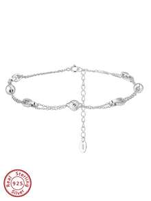 ORSA JEWELS 1 Piece 925 Pure Silver 14k Gold Geometric Style Chain Anklet Simple Jewelry Ankle Acceossory For Women Summer Beach And Wedding Party Banquet Gift - SA106 - View 12