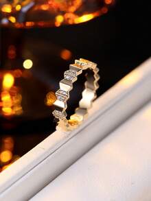 Bộ 2 chiếc vòng tay và nhẫn đính đá Zirconia hình học, phụ kiện thời trang cao cấp độc đáo, trang sức tinh tế đa năng cho công sở và đi làm. - bộ nhẫn vòng tay - Xem 5