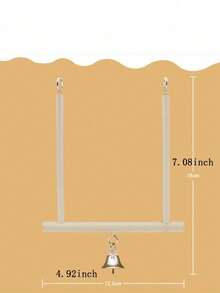 1pc/2pcs Parrot Chewing Toy, Natural Wooden Perch, Bird Cage Accessories, Bird Supplies, Swing With Ringing Bell Perch - View 6