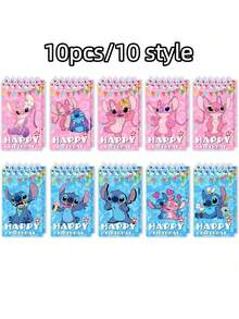 Bộ 10/12 cuốn sổ tay Stitch, sổ tay lò xo chủ đề hoạt hình văn phòng, phù hợp cho học sinh và sử dụng văn phòng, quà tặng tựu trường, quà sinh nhật, quà Giáng sinh, quà nhét vào tất Giáng sinh, quà Giáng sinh [Mẫu ngẫu nhiên], quà tặng tiệc năm mới và sự kiện, đồ dùng cần thiết cho năm học mới. - Bộ - Xem 10