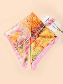 1 chiếc khăn quàng cổ/khăn bandana in họa tiết dài 90cm, phụ kiện thời trang nữ phù hợp cho bãi biển, kỳ nghỉ và sinh hoạt hàng ngày, giúp làm nổi bật trang phục của bạn trong dịp lễ. - Hồng - Xem 2