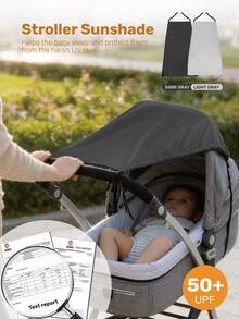 1 pieza Sombrilla para cochecito de bebé, Toldo portátil para cochecito con protección UPF50+, Accesorio de sombrilla para cochecito anti-UV durable, 85% de sombra, diseño reversible apto para cochecito ligero y cochecito de running, cómodo para bebé al aire libre - Multicolor - Ver 2