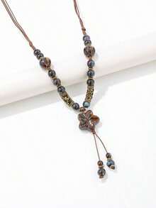 1 pieza Collar con colgante de flor con decoración de cuentas estilo bohemio para mujeres, para decoración diaria y San Valentín - Multicolor - Ver 4