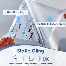 1 Roll One Way Daytime Window Privacy Film See Out Not In, Window Tint For Home, Reflective Mirror Glass Windows Coverings Sun Heat UV Blocking - Silver - View 7
