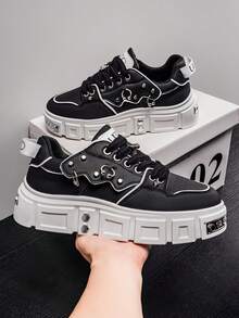 Autumn/Winter Air Cushion Shock Absorbing Rebound Running Shoes, Breathable Mesh Wear-Resistant Sneakers, New Arrival Couples Models - Black and White - View 6