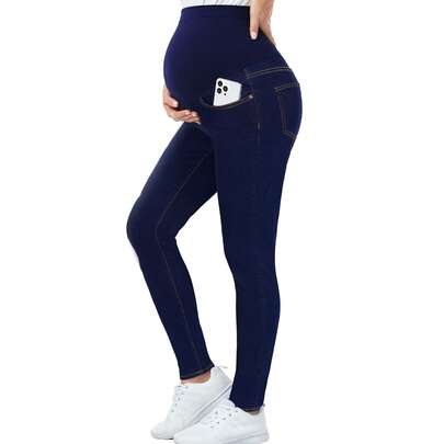 Women's Maternity Jeans Over Belly Skinny Stretchy Denim Pants Comfy Slim Pregnancy Pants