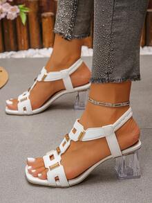 Sandal đế thô dành cho thanh thiếu niên, kiểu dáng đơn giản, tối giản, nhẹ nhàng và không cồng kềnh, giúp bước đi vững chắc, phối cùng quần tây gọn gàng và thời trang, hoặc phối cùng váy một cách nhẹ nhàng và duyên dáng, phù hợp cho du lịch, giải trí, nghỉ mát và các dịp khác. - trắng - Xem 3