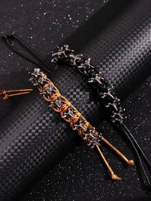 1件复古个性夸张奢华百搭嘻哈朋克独特精致时尚酷炫高端不对称脊骨链手链，男士日常佩戴，节日派对饰品 - 彩色 - 查看 3