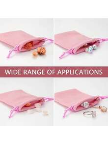 20 chiếc/10 chiếc/5 chiếc/1 chiếc Túi đựng trang sức bằng nhung, Túi đựng trang sức có dây rút, Túi đựng đồ bằng nhung, Túi phụ kiện, Túi vải nhỏ - Hồng - Xem 4