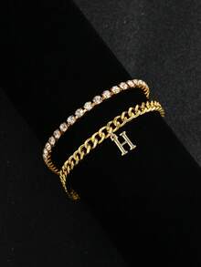 Hip Hop Initial Anklet For Women, Stackable Crystal Tennis Chain Foot Jewelry Gift - Custom Lettering Anklet - View 17
