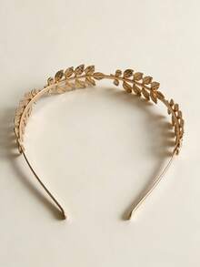 1pc Gold Leaf Headband, Retro Elegant Bridal Hair Accessory, Versatile Daily Wear - Gold - View 6
