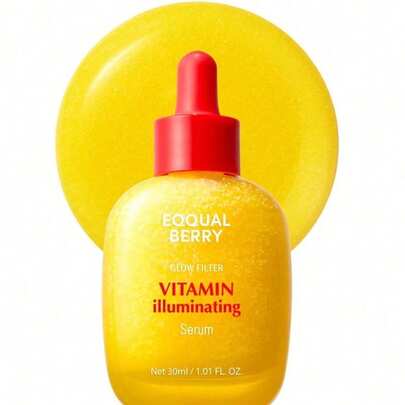Suero vitamínico iluminador EQQUALBERRY - Suero iluminador con vitamina C y niacinamida | Fortalece la barrera cutánea | Contiene ceramida y ácido hialurónico, hidratante y humectante, producto para el cuidado facial, 1.01 Fl Oz/30ml, cosmética coreana, regalo del Día de San Valentín