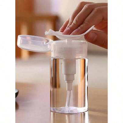 1pc Plastic Pump Dispenser Empty Storage Bottle, Liquid Push Down Pump Dispenser Empty Bottle For Nail Polish Remover, Makeup Remover, Pumping Bottle Dispenser With Flip Top Cap, Travel Storage Bottle (120mL-200mL) Christmas For Holiday Gift Giving