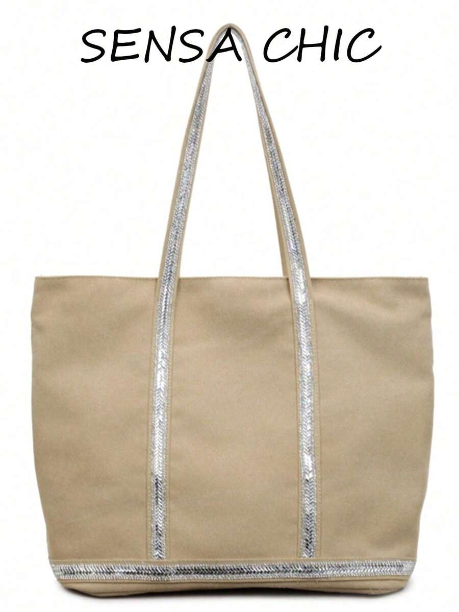 新款闪亮法式大容量手提包，复古个性单肩斜挎包，适合日常通勤、学生、工作、购物、户外活动，精致ins风 - 查看 1