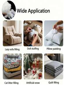 1 Stück hochwertige Polyesterfaser Füllung, weißes Premium Füllmaterial für DIY und Stopfen, seidenähnliche Faser, Plüschpuppen Baumwolle, hypoallergene Polyesterfaser Füllung, Einweihungsgeschenk, sehr elastische Füllbaumwolle, große Kapazität, weich und flauschig, verschiedene Größen erhältlich - Füllbaumwolle - Übersicht 5