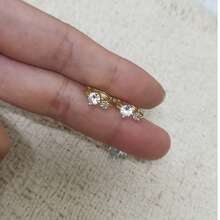 1对精致铜锆石耳环，奢华小众高端耳环 - 彩色 - 查看 2