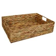 Red Hamper Rectangular Shallow Water Hyacinth Storage Basket - Transparent Black Model - View 5