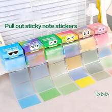 105pcs Transparent Pearl Memo Pads, High-Quality Paper, Gradient Color Cartoon Eye Pattern, Fun And Creative Design. Smooth Writing Surface, Strong Adhesiveness. Suitable For Home, Office, School Organization - Back To School Season - one-size - View 2