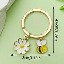 Aesthetic Bumble Bee Honeycomb Sunflower Keyring Fashion Enamel Flower Honey Jar Keychain For Women Girls Bag Charm Pendant Accessories Cute Backpack Decor Lanyard Car Key Holder Jewelry Gift For Bee Lovers Gardeners Teachers Bestie Sister Daughter Birthday Anniversary Christmas Stocking Stuffer Mother Day Present Gold Plated Alloy Metal Dainty Pearl Bee Charm Vibrant Yellow Summer Vibe Jewelry Boho Style Floral Key Chain Unique Handbag Ornament Purse Decoration Clasp Small Gift Idea For Kids Teens Students Tiny Cute Charms Durable Lightweight High Quality Craftsmanship Non-Tarnish Gold Tone Shiny Enamel Finish Nature Inspired Accessory Sweet Honeybee Theme Jewelry Collection Party Favors Wedding Guest Gifts Back To School Accessory Graduation Gift For Her Romantic Floral Bee Jewelry Fancy Key Organizer For House Keys Office Keys Wallet Charm Decorative Piece High Grade Texture Gift Box Choice - LS296-8.4g - View 6