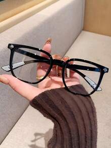 1pc Large Frame Studded Computer Glasses - Clear - View 2