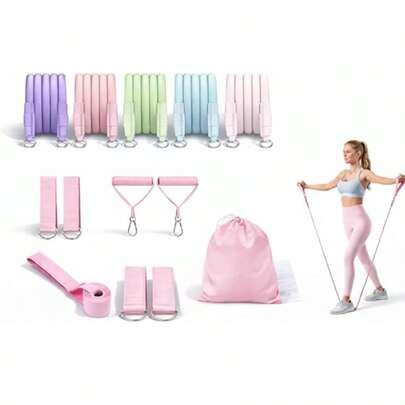 Resistance Bands Set 100LBS With Handles, 5 Levels Strength Training Home Gym Equipment With Door Anchor & Carry Bag