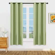 1pc Or 2pcs Available/Lightweight Blackout Curtains/Lightweight Coated 100% Blackout Curtains On /Top Eyelet Metal Ring Curtains/Room Darkening Privacy Curtains/Living Room Curtains/Bedroom Curtains - Green - View 33
