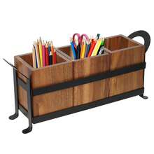 SanBouSi Rustic Kitchen Utensil Organizer Utensil Cutlery Holder Wooden Utensil Organizer - Black and Log Color - View 11
