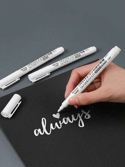 12/5/4/3/2/1 Chiếc (S) Bút vẽ, graffiti, bút dạ màu trắng đầu nhọn, chống thấm nước, bút mực vĩnh cửu, trung tính dùng cho vải, gỗ, đánh dấu (Kích thước tiêu chuẩn là 5 chiếc/gói) Trường học, Nhà, Văn phòng, Điểm danh, Du lịch - Thiết kế nhỏ gọn, Đồ dùng học tập, Vật dụng học tập