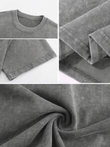 Men Gray Washed Streetwear Brand Street 100 Percent Cotton Oversized T Shirt Eye With Wings And Vons Dutchs Text Casual Outfit For Daily Wear Urban Fashion | Vintage Heavyweight T Shirt | Perfect Gift | Loose Comfortable Breathable | Machine Washable Fabric | Hip Hop Cool Style | Drippy Clothes | Y2K - Xám - Xem 5