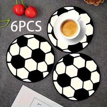 120 piezas Posavasos redondos de PET con diseño impreso en 2D de eventos deportivos de fútbol, adecuados para el patio, la cocina, la sala de estar, reuniones familiares, decoración de mesa, regalo para amigos y familiares en días festivos, adecuados para el Día de San Valentín, bodas, fiestas de cumpleaños, accesorios de decoración del hogar, mejor regalo para amigos - Multicolor - Ver 3