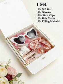 Cute Retro Heart-Shaped Glasses (1-8 Pairs), Fashionable Cat Eye Heart Glasses, Suitable For Bridal Shower, Bachelorette Party, Wedding, Bridesmaid Gifts, Fashion Accessories, Valentine's Day, Valentine's Day Wedding, Birthday And Other Occasions - White - View 16