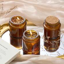 郁金香造型玻璃烛台，情人节礼物，烛台，郁金香烛台套装，玻璃茶蜡烛台，适合餐桌摆饰，营造温馨浪漫的烛光氛围，复古浪漫风格烛台，适合家居装饰、客厅装饰、卧室装饰、派对用品、新娘送礼会、婴儿送礼会、餐桌摆饰 - 木塞玻璃罐 - 查看 2