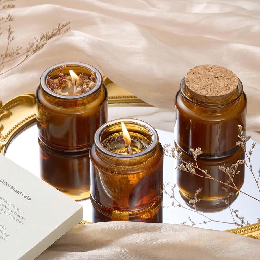 郁金香造型玻璃烛台，情人节礼物，烛台，郁金香烛台套装，玻璃茶蜡烛台，适合餐桌摆饰，营造温馨浪漫的烛光氛围，复古浪漫风格烛台，适合家居装饰、客厅装饰、卧室装饰、派对用品、新娘送礼会、婴儿送礼会、餐桌摆饰