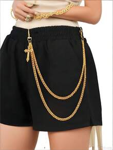 1件十字形镂空多层朋克嘻哈裤链，时尚百搭 - 彩色 - 查看 9