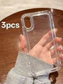 3pcs Transparent Shock-Proof TPU Phone Cases Suitable For IPhone 16 Pro Max, 11/12/13/14 Plus, XR/7/8 Plus, 15 Pro Max/17/17 Air/17 Pro Max, Anti-Fall Protective Cover - Clear - View 2