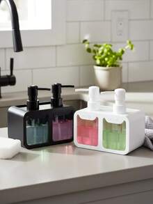 1个双头按压瓶，可重复灌装，适用于洗手液、洗发水、沐浴露、润肤露、洗衣液、洗洁精 - 多色 - 查看 2