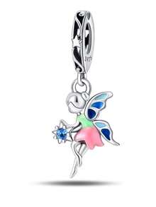 925纯银童话主题串珠，珐琅花仙子/高跟鞋/月亮吊坠，适合欧洲手链DIY饰品，送给女性、女孩、音乐节的礼物 - 彩色 - 查看 20