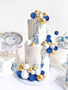 20pcs Colorful Foam Balls Cake Decorations, DIY Foam Cake Balls Baking Decor, Suitable For Birthday, Wedding, Bachelor Party, Christening, Gender Reveal Party, Retirement Party, Theme Party, Baby Shower Cake Decor. (Handmade, May Have Flaws, Please Do Not Purchase If You Mind. Please Cover With A White Tube Before Use. The Ball Surface Should Not Directly Contact The Cake.) - Multiple Styles - View 5