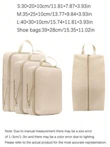 4件套旅行压缩收纳袋套装，轻便旅行行李整理袋，带鞋袋，可扩展收纳袋，节省空间旅行必备品，旅行包，圣诞礼物，节日必备品，旅行必备，节日配件，圣诞节，个性化礼物 - 彩色 - 查看 15